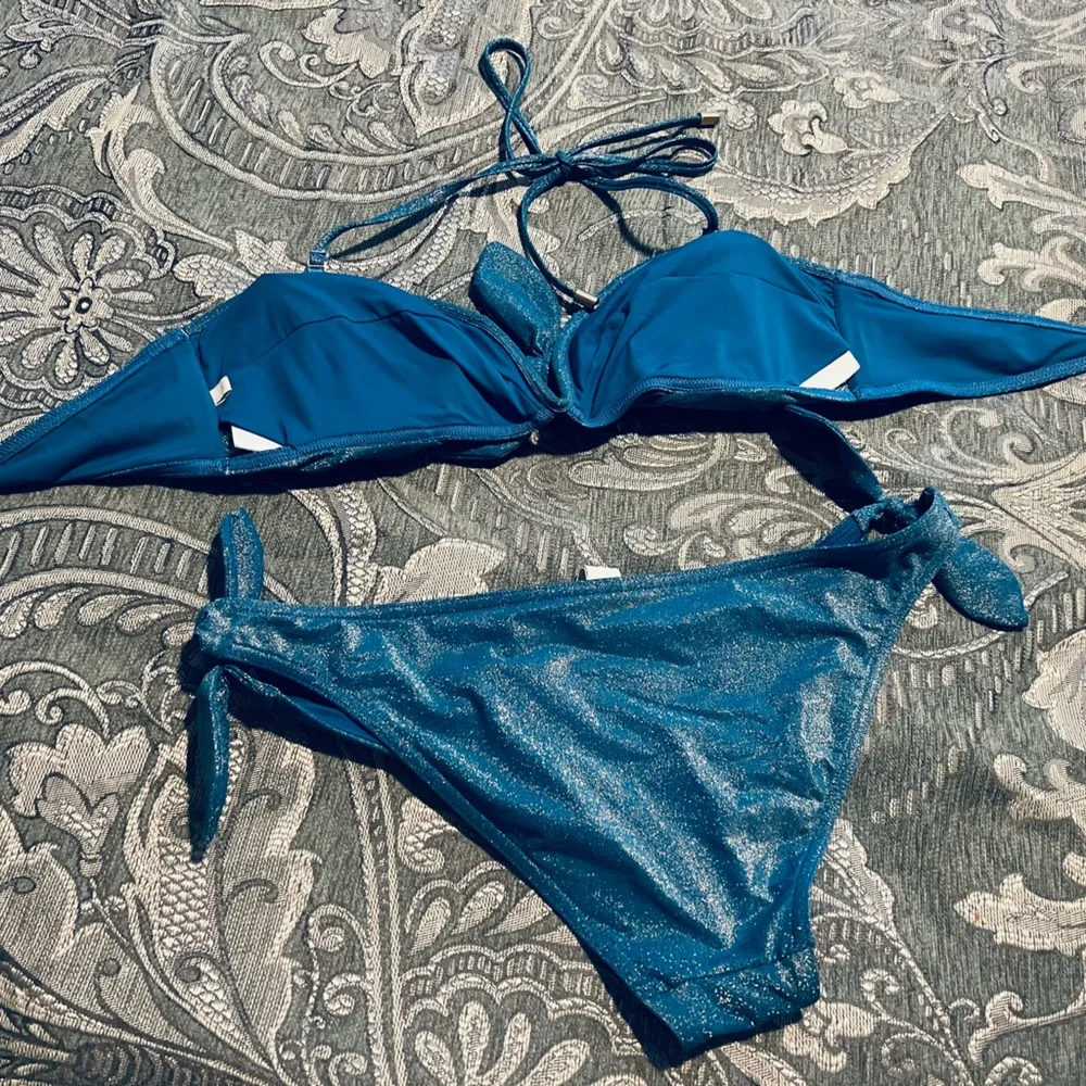 Zimmermann Raie Lurex Blue Iris Tie Bikini Set